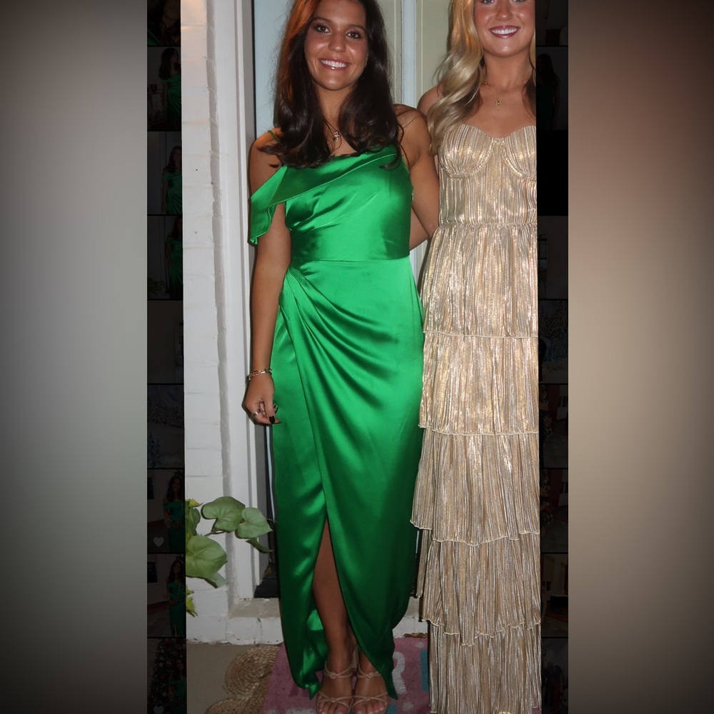Posh Couture Vibrant Green One Shoulder Dress
